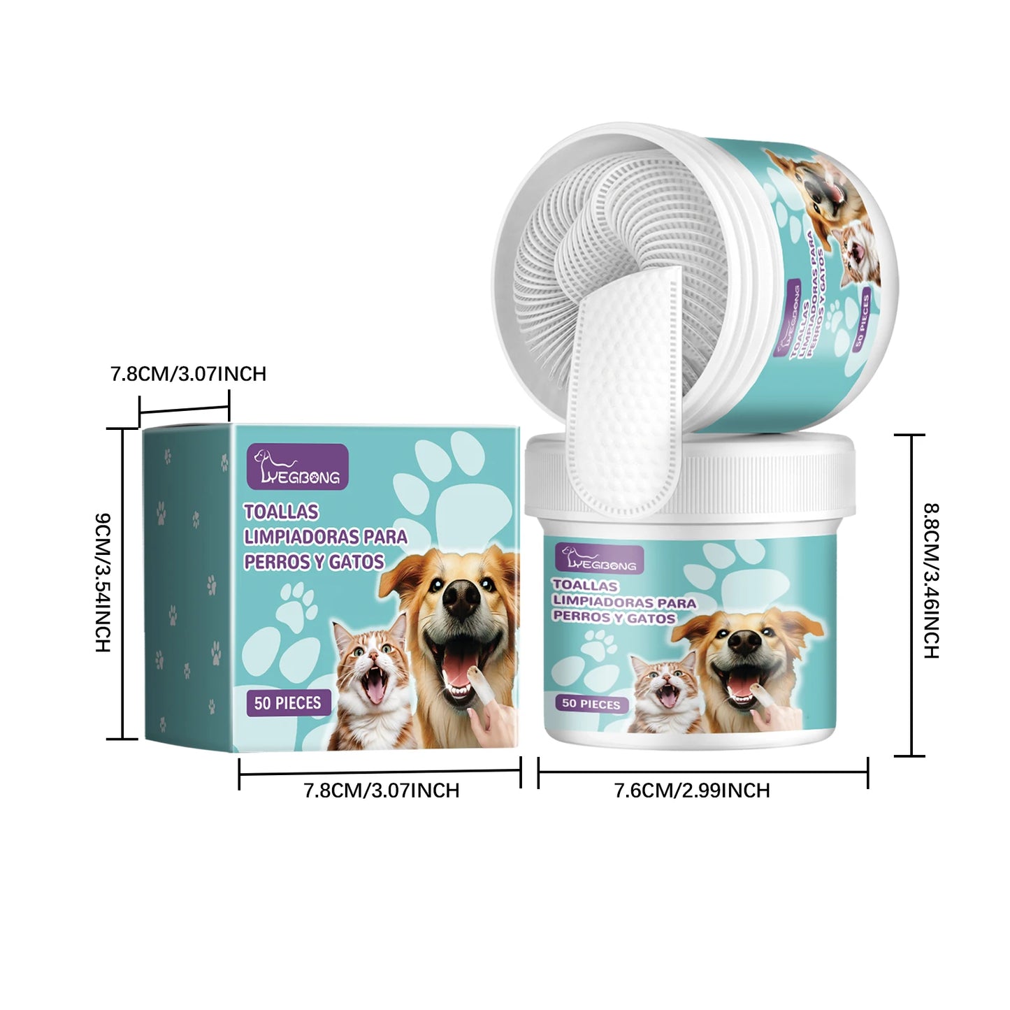 Yegbong Pet Teeth Cleaning Wipes Promote Pet Oral Health Eliminating Bad Breath Refreshing Prevent Decay Tooth Cleaning Wipes