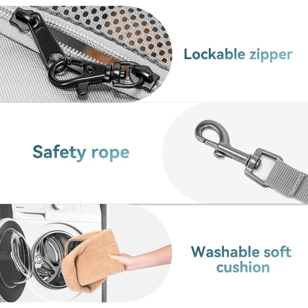 Travel Pet Carrier for Large Cats (up to 20 lbs), Soft-Sided Dog Car Travel Carrier with Patented Buckle and Soft Padding