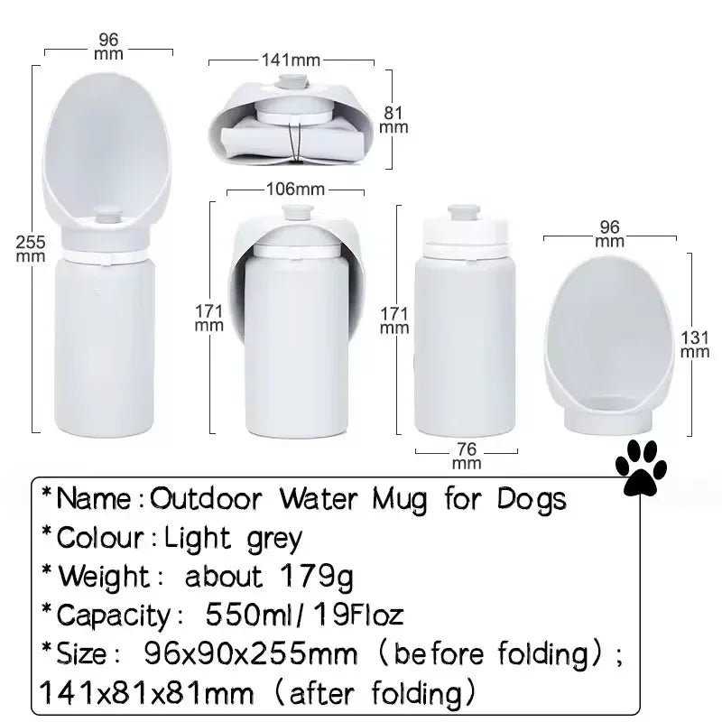550ml Folding Pet Water Bottle Outdoor Walking Mug Portable Travel Water Kettle for Puppy Cats Dogs Drinking Water Dispenser Cup