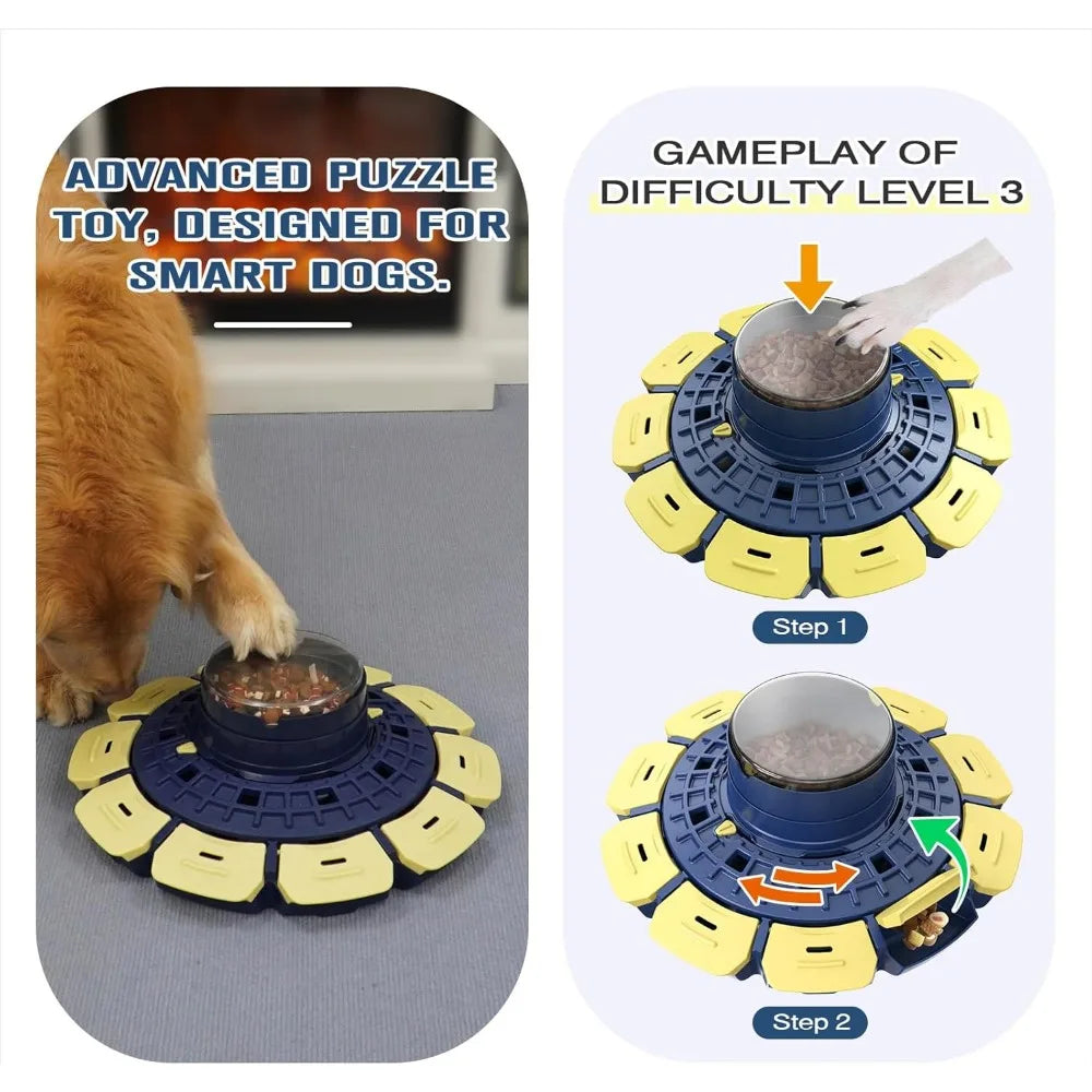 Level 3 in 1 Hard Dog Advanced Puzzle Toy for Smart Small/Medium/Large Dogs Difficult Challenging Food Puzzles Toys Slow F