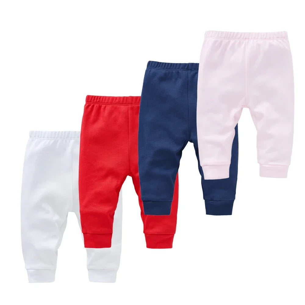 0-12M Cotton Newborn Baby 4 Pcs/lot Boy Girl Pants Solid Long Trousers Casual Baby Leggings For Girls Boys Spring Autumn