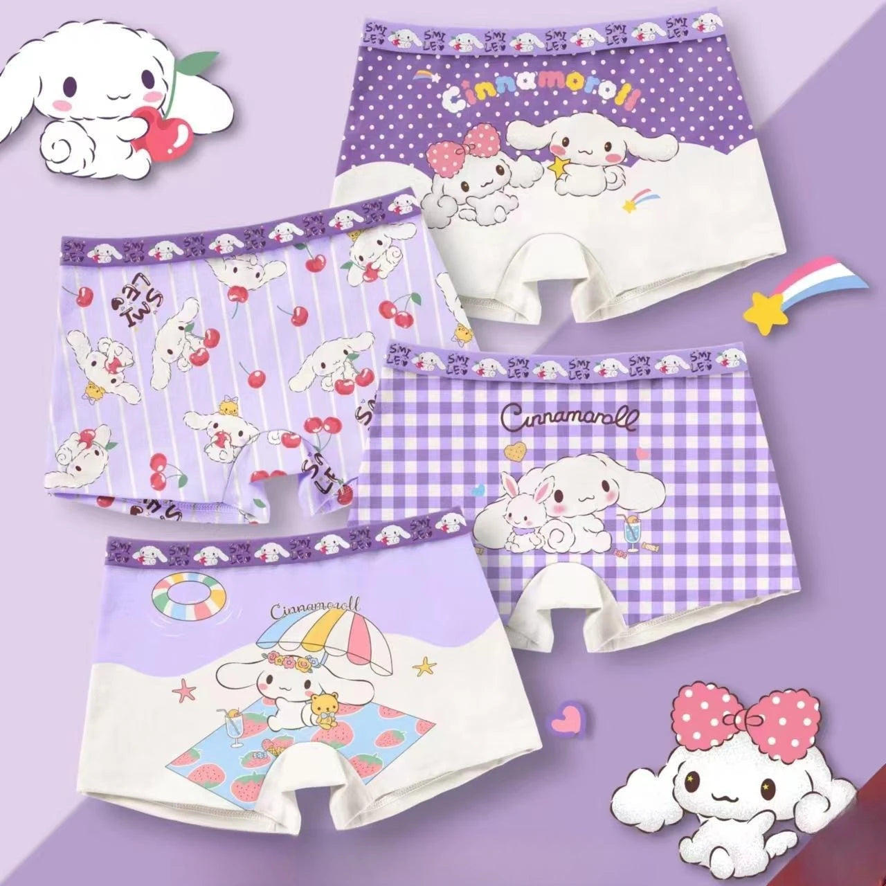 4-Pack Children's Pure Cotton Underwear Boys And Girls Princess Cartoon Underwear