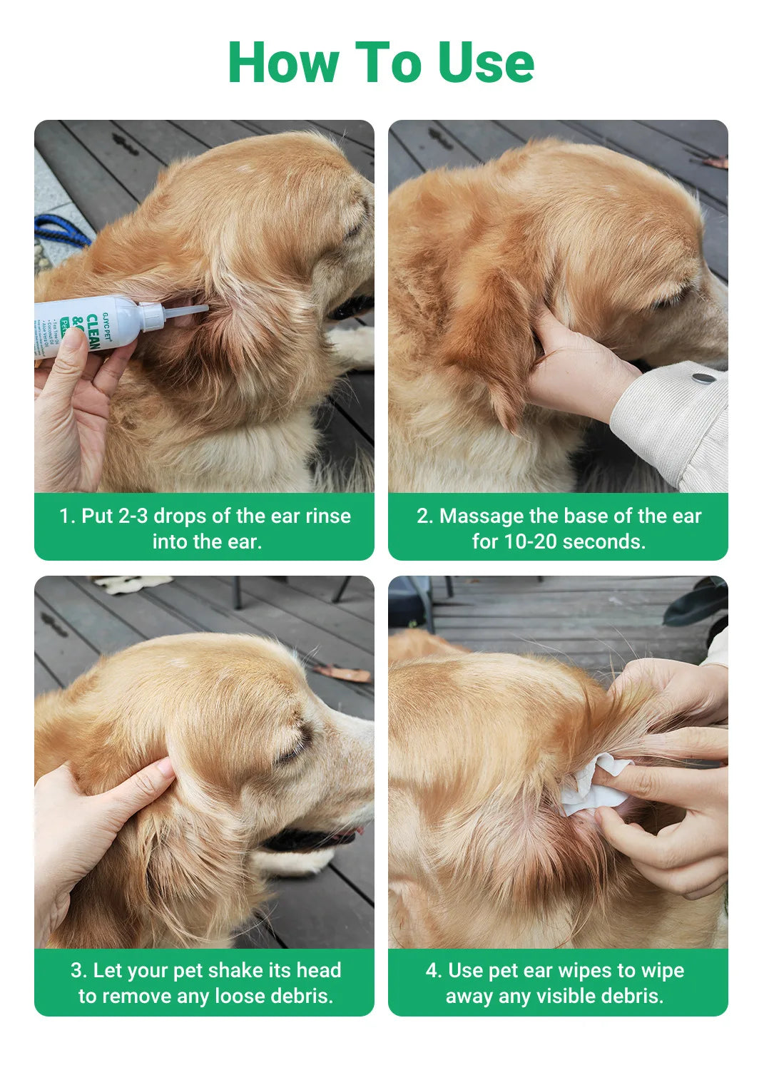 120ml Pet Ear Cleaner Ear Mite for Cats and Dogs - Coconut Oil & Aloe Vera Formula for Efficient Ear Hygiene and Mite Removal