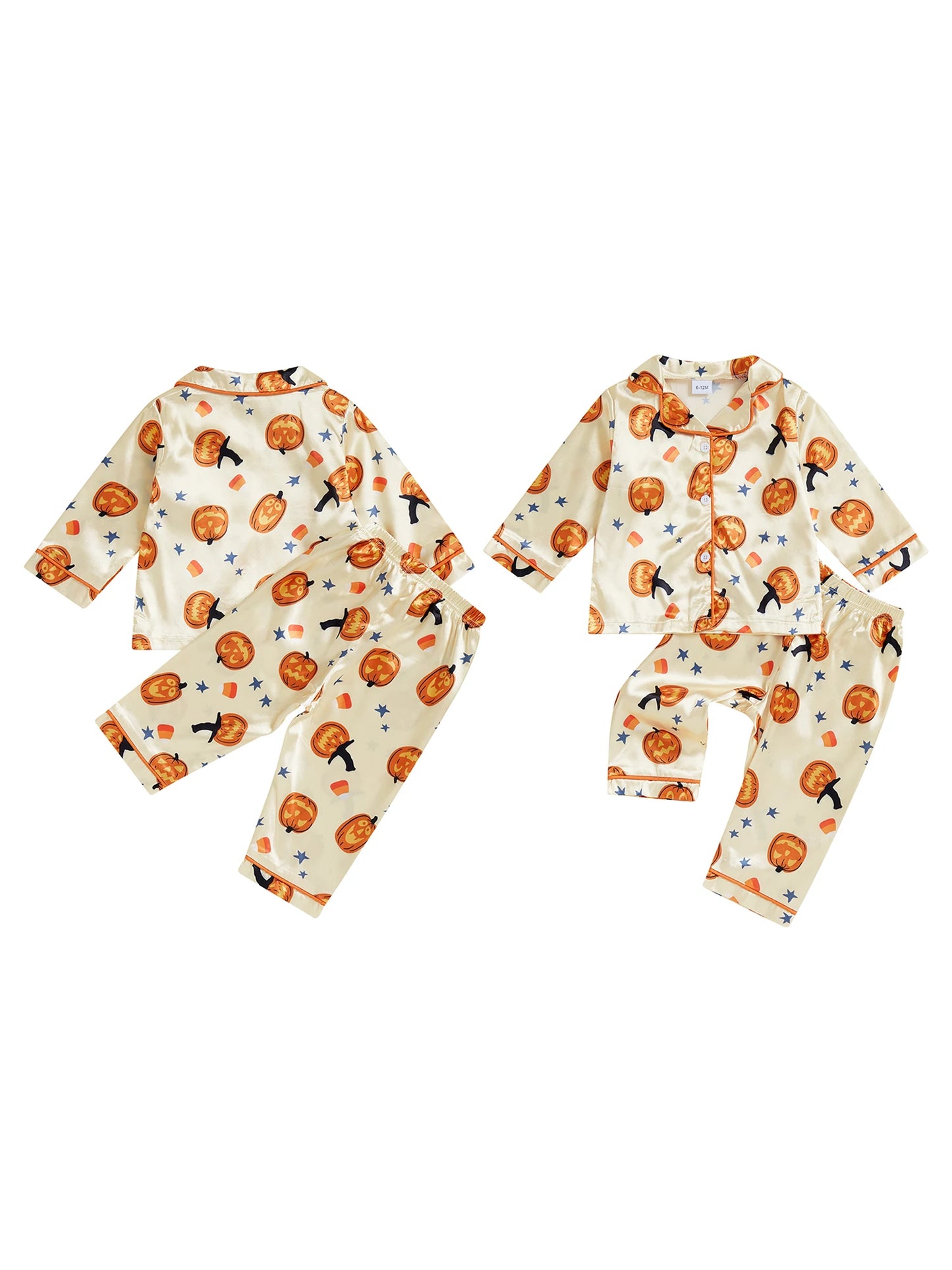 Adorable Infant Halloween Sleepwear Set with Spooky Ghost Print Cozy Button-Up Top and Matching Pants for Toddlers