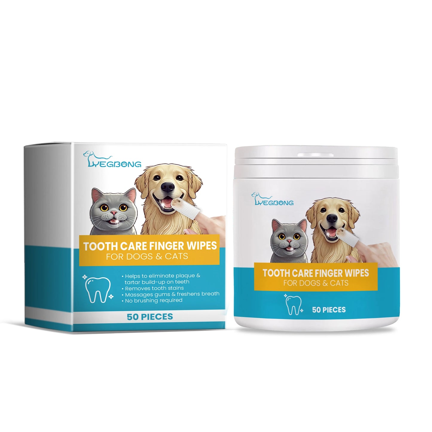 1-4PCS Pet Dental Wipes for Dogs and Cats Removes Tartar Cleans and Freshens Breath Finger Tooth Wipes for Oral Care