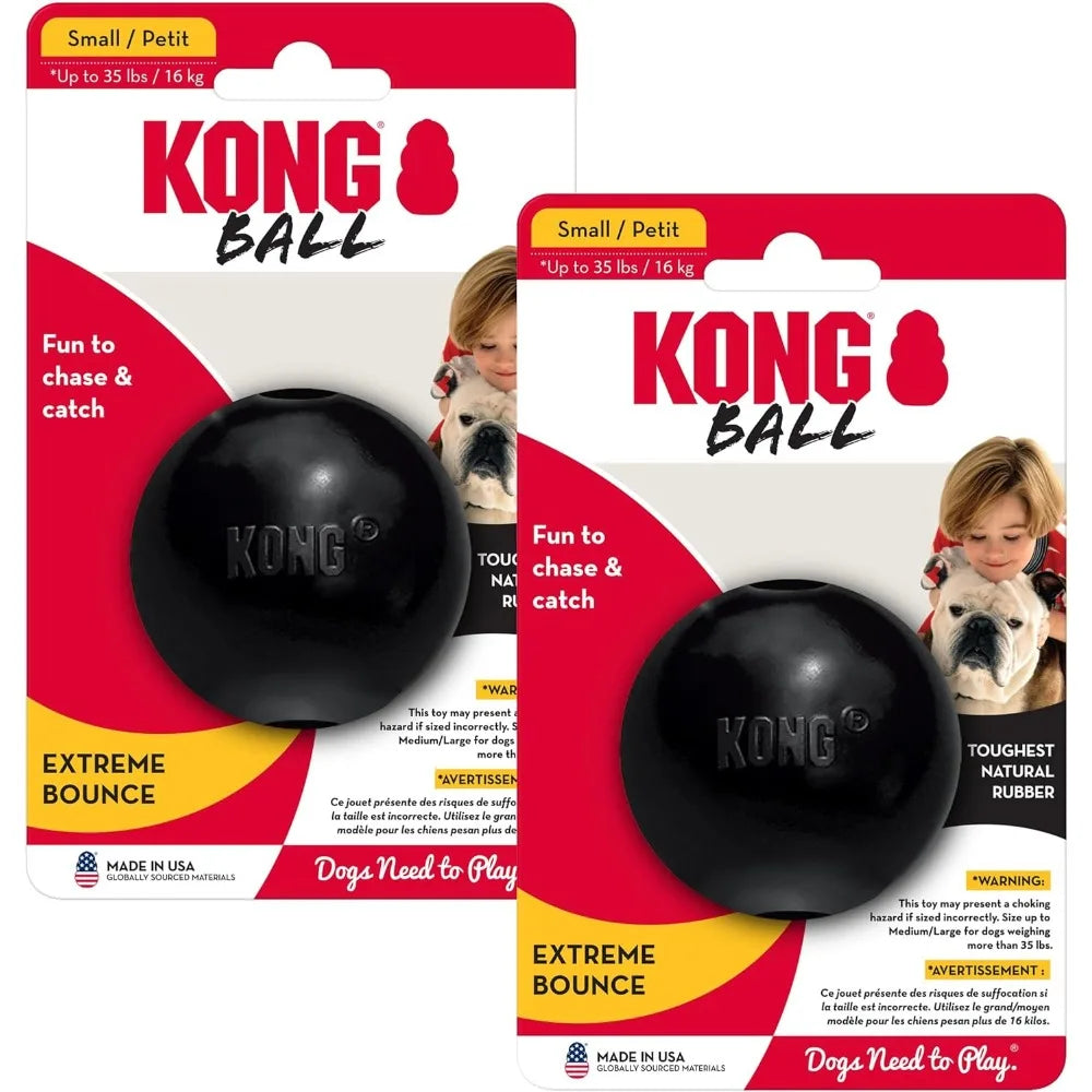 KONG Extreme Ball 2-Pack – Durable Rubber Dog Toy for Power Chewers – Tough Fetch Ball with Hole for Treats – Ideal for Training