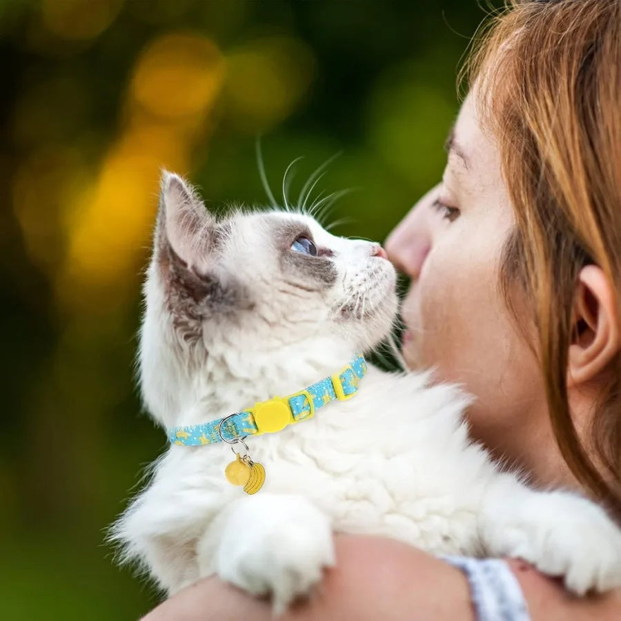 Breakaway Cat Collars with Bell Cute Pendants 3 Pack Safety Buckle Kitten Collars Adjustable Pet Collar Ideal for Girl Boy Cats