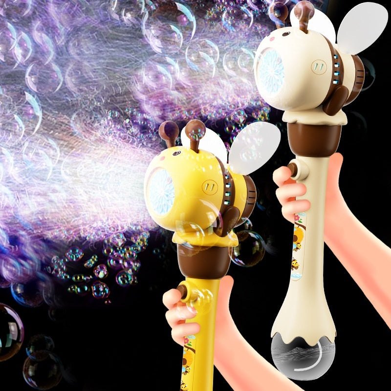 Yellow and white Electric Bee Bubble Machine toy with automatic lighting for children aged 4-6 years