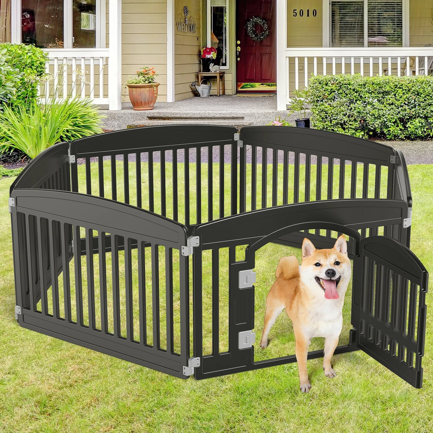 6 PanelDog Playpen Safe & Secure Indoor/Outdoor Pet Fence | Folding & Portable | Ideal for Small to Medium Dogs | Easy to Clean
