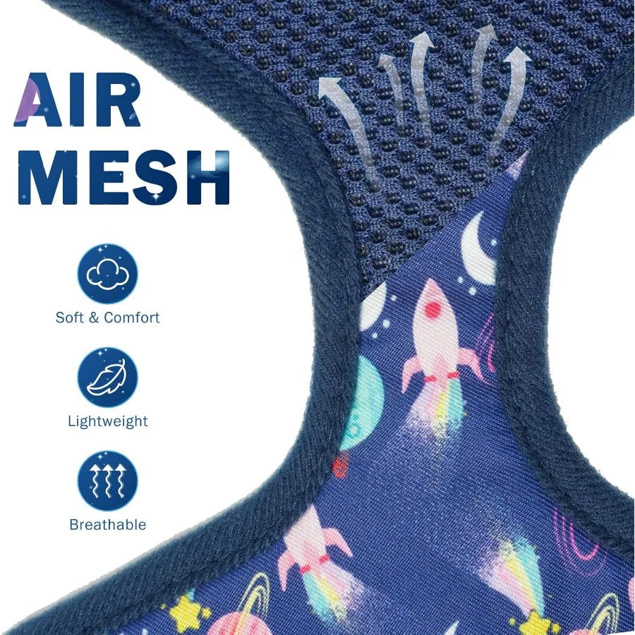 Adjustable No Pull Soft Mesh Stepin Vest Harness Collar and Leash Set for Small Dogs and Puppies Ideal for Outdoor Walking with