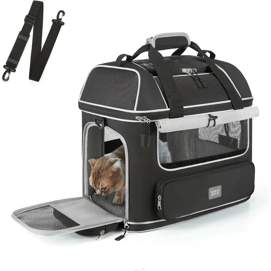 Expandable SoftSided Pet Carrier for Cats and Dogs: Airline Approved Collapsible Portable Travel Bag for Up to 25 Lbs Suitable