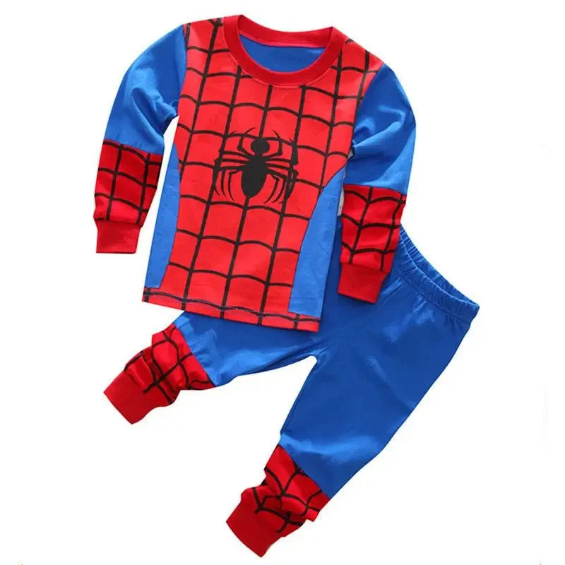 Disney children's thermal underwear set Spider Batman Hulk Superman pajamas T-shirt tops trousers toddler baby autumn pajamas