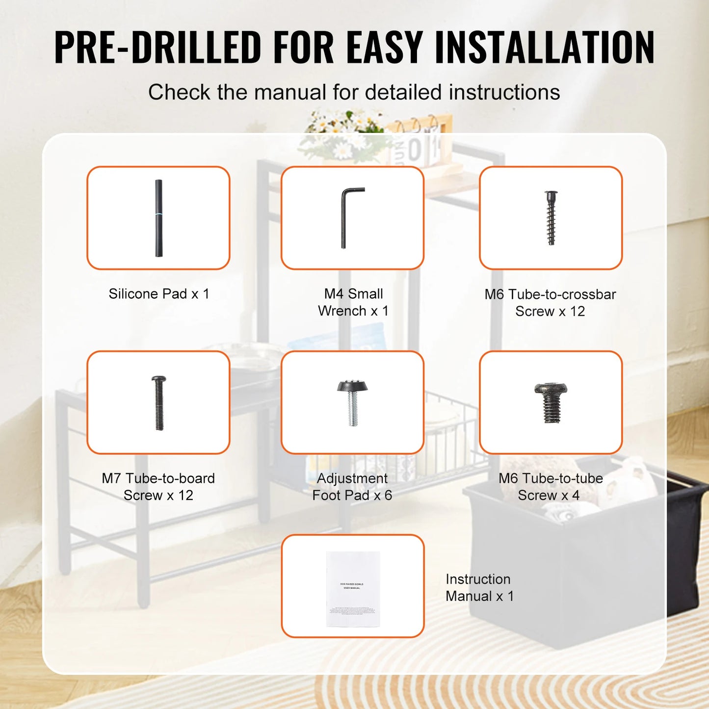 Pet Feeding Station with Storage Elevated Dog Bowls Raised Dog Bowl Stand w/ Storage Shelves Pet Toy Storage Organizer