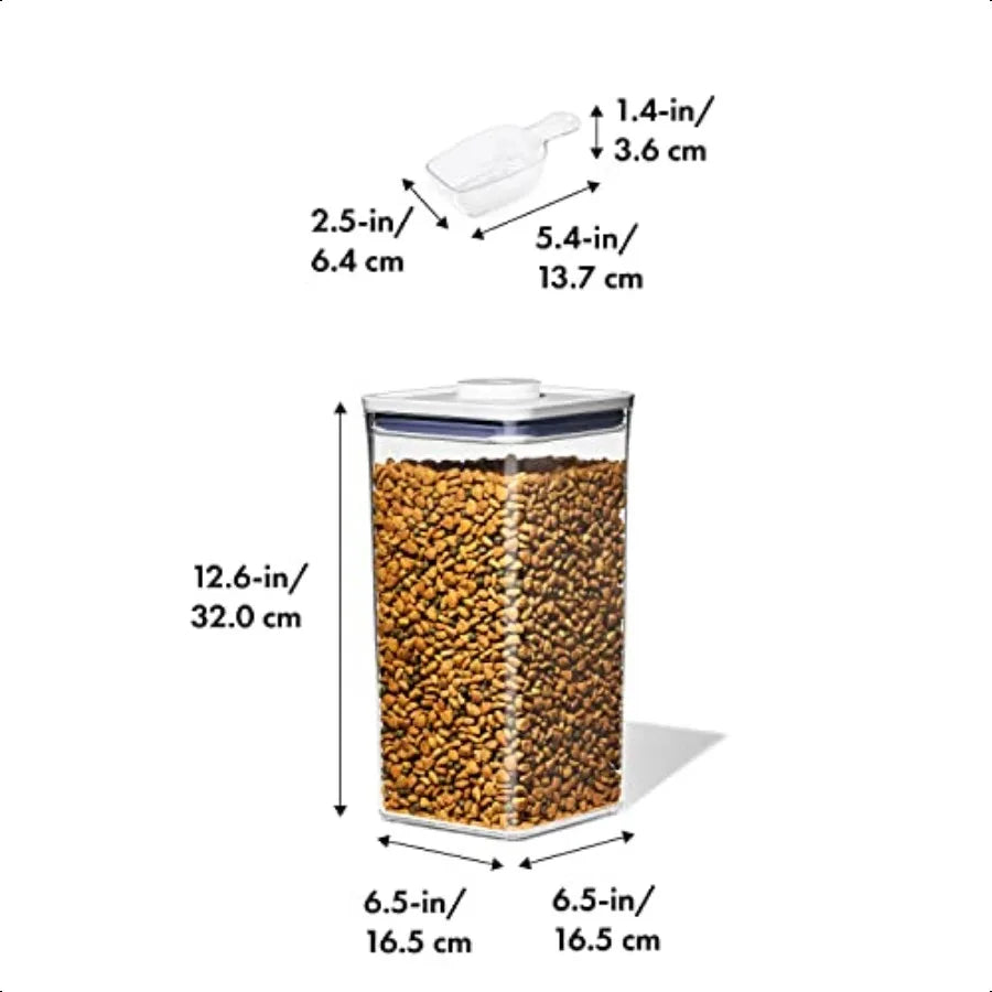 OXO Good Grips Pet POP Container 6.0 Qt 5.7 L with Half Scoop Ideal for up to 6.5lbs of Dog Food or 4.5lbs of Cat Food Airtight