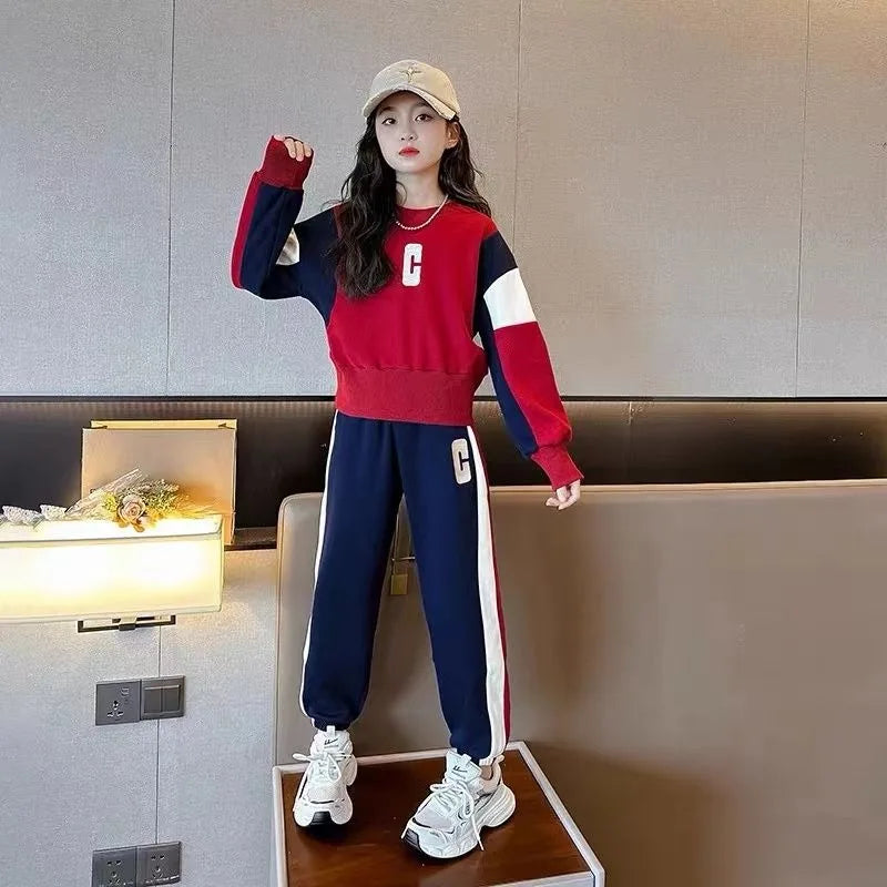 Top & Pants 2-Piece Set Sweatshirt Girl Autumn Winter Outfit Long Sleeve Outfits 2025 Clothes Clothing Children Girls' 10 Years