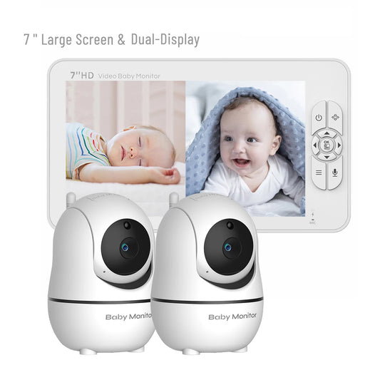 7 Inch Wireles Baby Monitor Babyphone Security Video Dual Cameras Bebe 720P IPS Nanny VOX HD Night Vision PTZ  Temperature