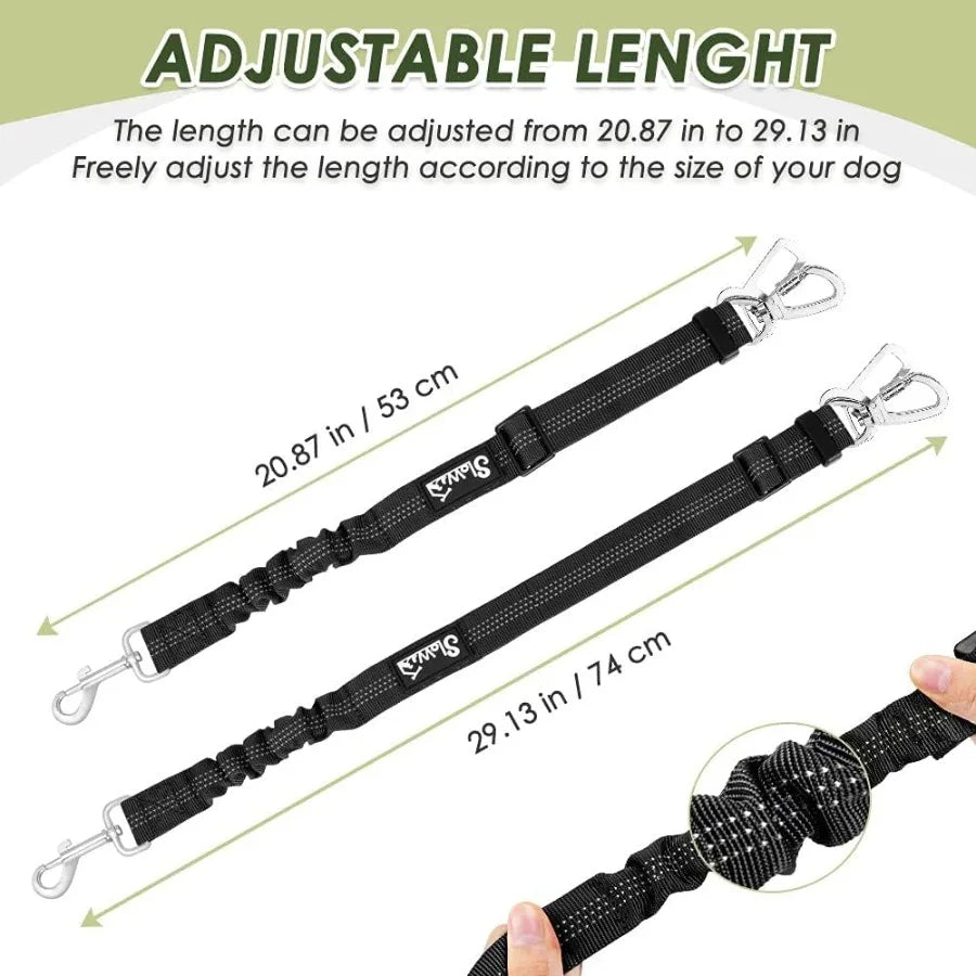 Dog Seatbelt 2 Pack Dog Seat Belt Car Leash Adjustable Elastic Bungee Buffer Heavy Duty Nylon Reflective Pet Safety Tether