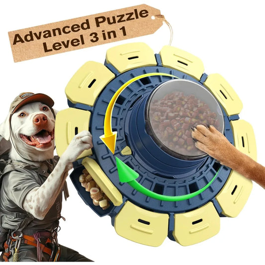 Level 3 in 1 Hard Dog Advanced Puzzle Toy for Smart Small/Medium/Large Dogs Difficult Challenging Food Puzzles Toys Slow F