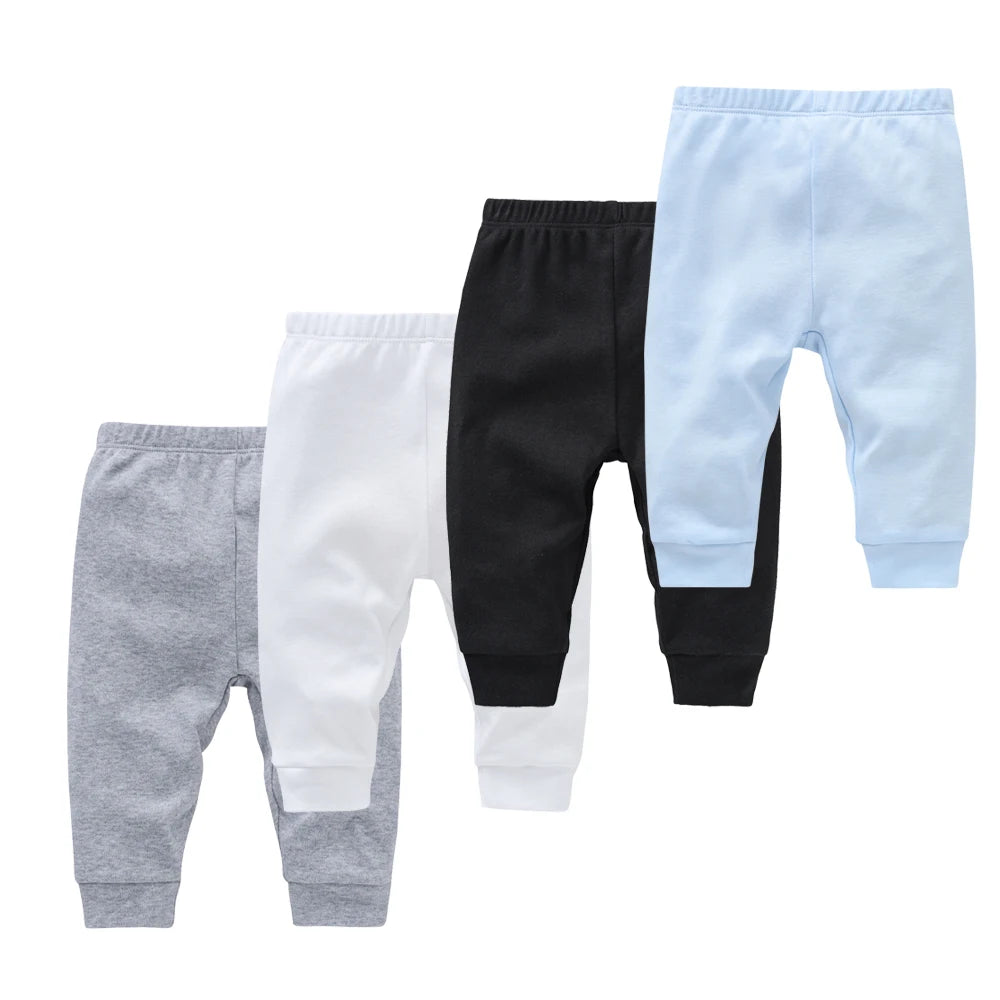 0-12M Cotton Newborn Baby 4 Pcs/lot Boy Girl Pants Solid  Long Trousers Casual Baby Leggings For Girls Boys Spring Autumn