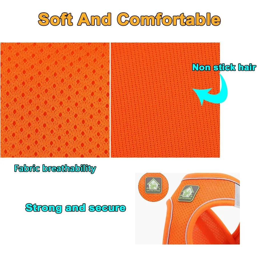 Soft Small Dog Harness and Leash Set Step in Air Mesh Puppy Harness Leash Reflective Adjustable Puppy Vest for Small Dogs Cats.