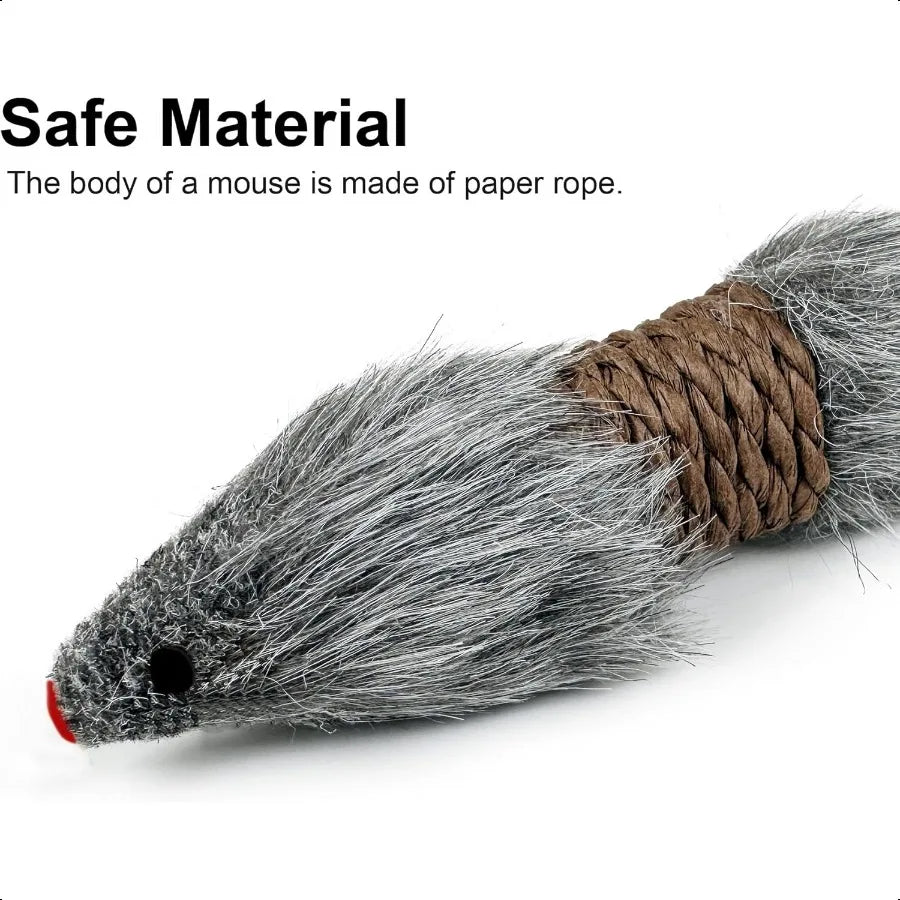2Pcs Cat Mice ToysFaux Fur Cat Kicker Toy Large Mice with Plastic Body Interactive Catch Play Mouse Toy for Indoor Cats and Kit