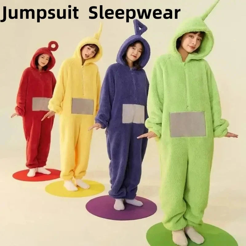 Adults Kids Onesies Soft Long Sleeves Pajamas Dipsy Tinky Winky Po Lala Costumes Home Clothes Women Unisex Homewear Jumpsuit