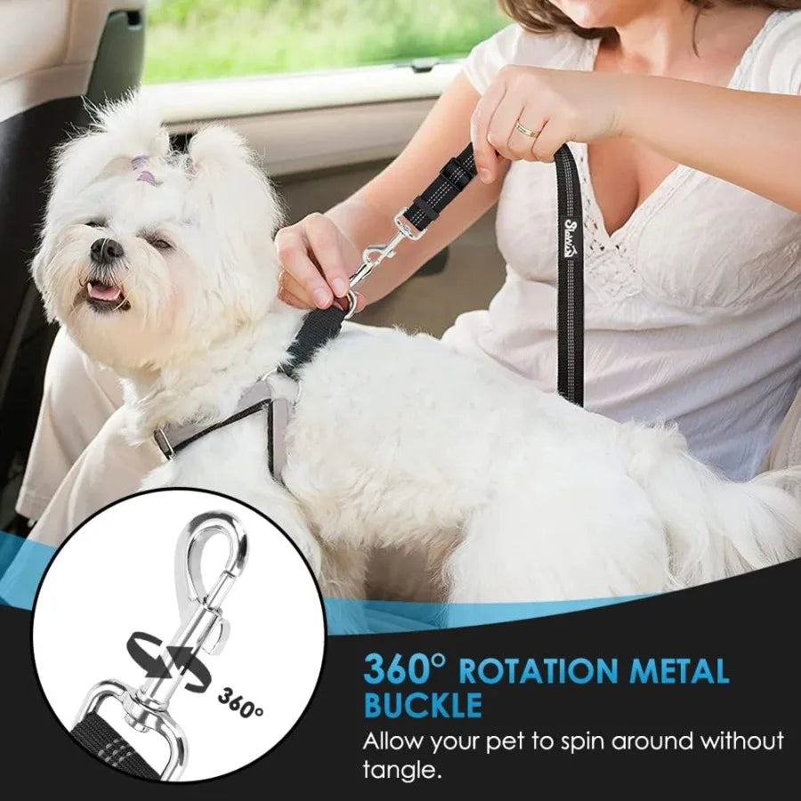Dog Seat Belt for Car 2 Pack Dog Car Harness Seatbelt Adjustable with Elastic Bungee Buffer 2 in 1 Pet Car Leash Headrest Restr