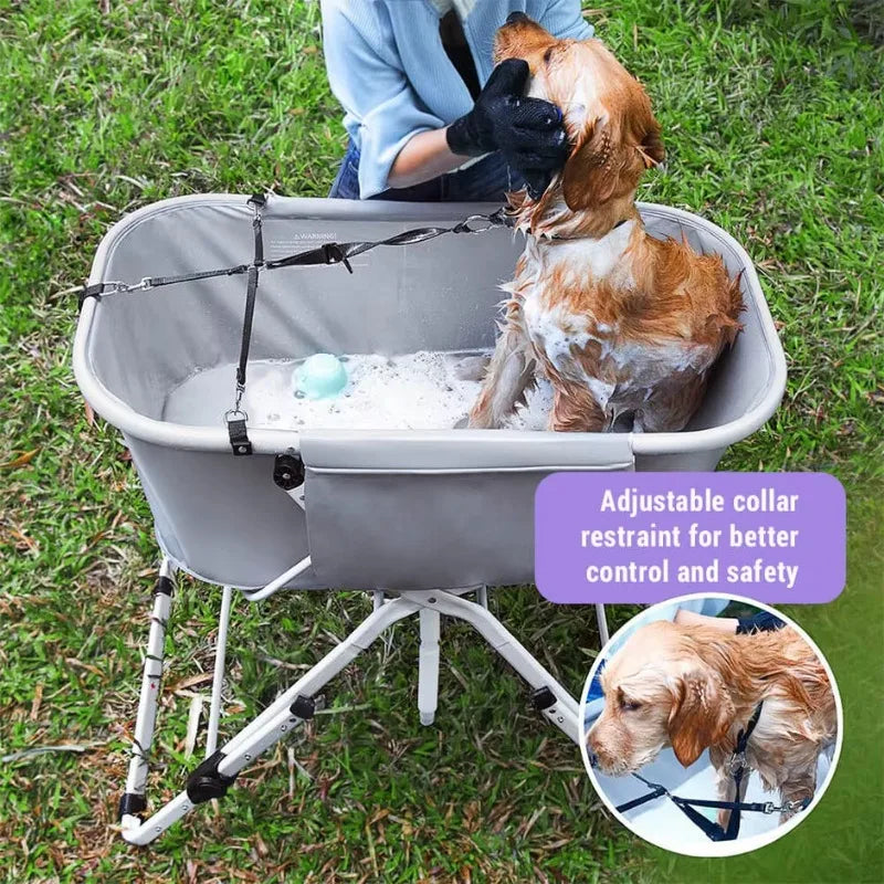 Elevated Dog Bath Tubs for Bath Shower Grooming ,Foldable Pet Dog Bathing Station Adjustable, Ideal For Medium To Large Pets