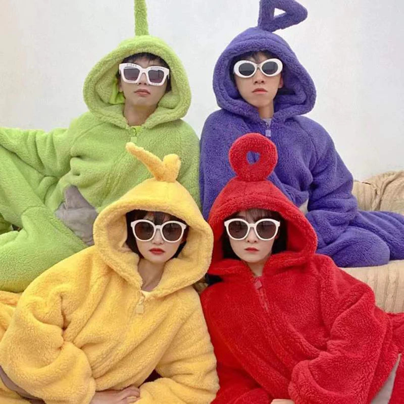 Adults Kids Onesies Soft Long Sleeves Pajamas Dipsy Tinky Winky Po Lala Costumes Home Clothes Women Unisex Homewear Jumpsuit
