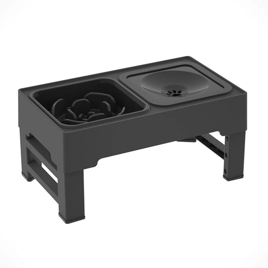 Dog Feeding Table Stainless Steel Bowl Foldable Raised Feeder Non Slip Durable Black Pet Food Stand Small Medium Dogs Use