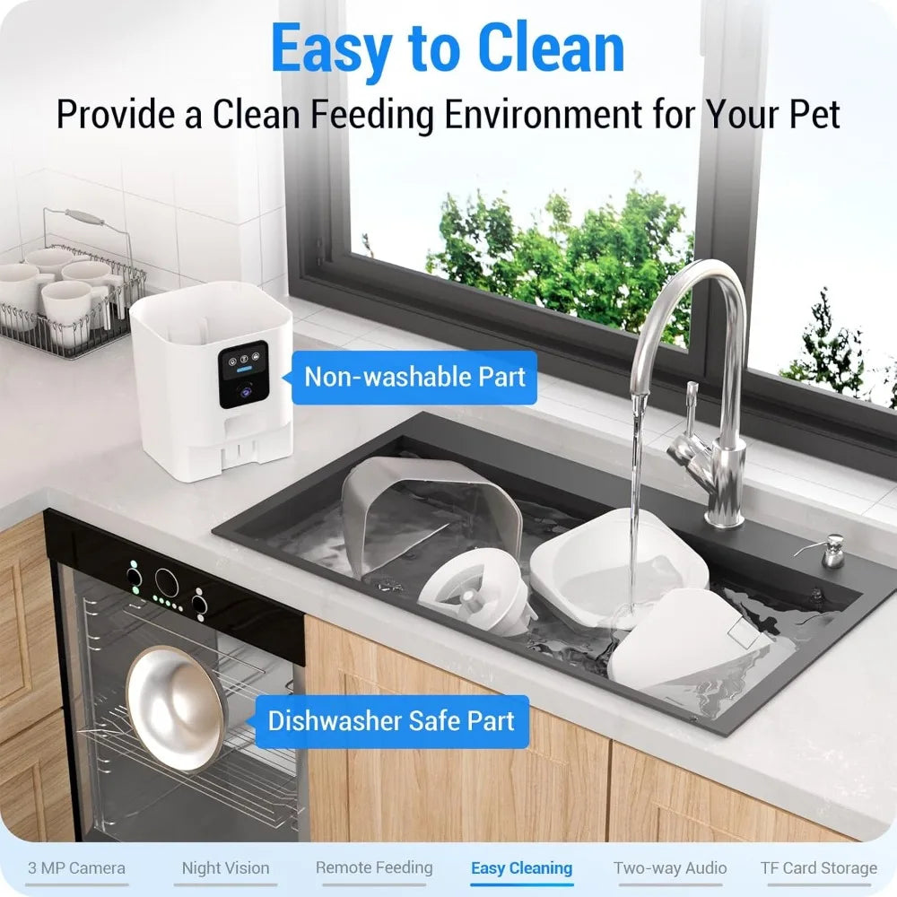 Automatic Cat Feeder with 2K Camera: 5G WiFi Automatic Dog Feeder with Night Vision,Cat Food Dispenser with 7L Large Food Storag