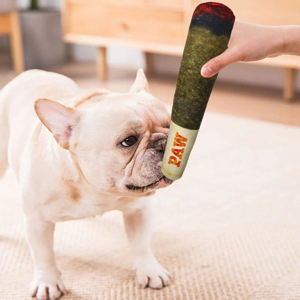 Interactive Dog Sound Toy Simulation Cigar Plush Pet Toy Fun Novelty Dog Toy Creative Chew Toy for Small Medium Large Dogs