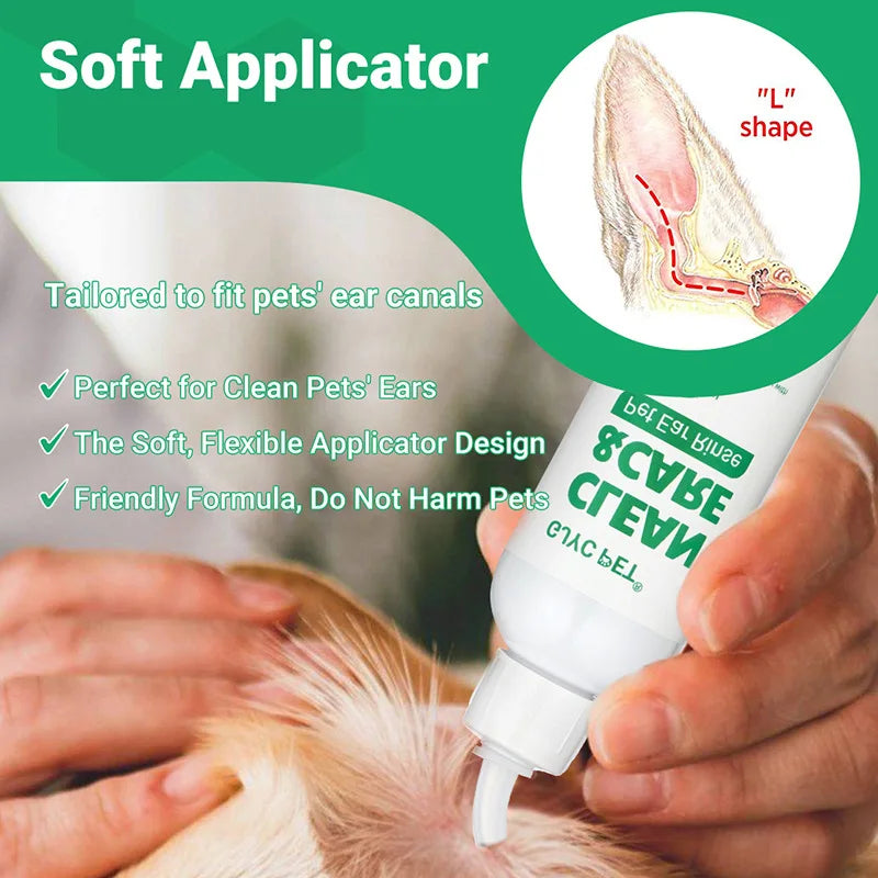 120ml Pet Ear Cleaner Ear Mite for Cats and Dogs - Coconut Oil & Aloe Vera Formula for Efficient Ear Hygiene and Mite Removal