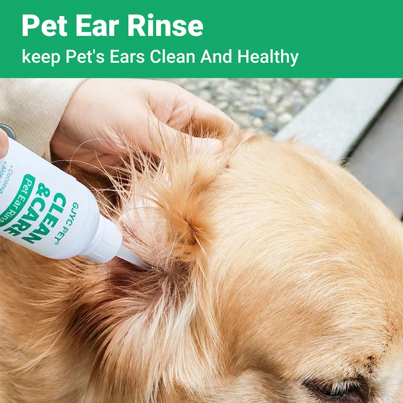 120ml Pet Ear Cleaner Ear Mite for Cats and Dogs - Coconut Oil & Aloe Vera Formula for Efficient Ear Hygiene and Mite Removal