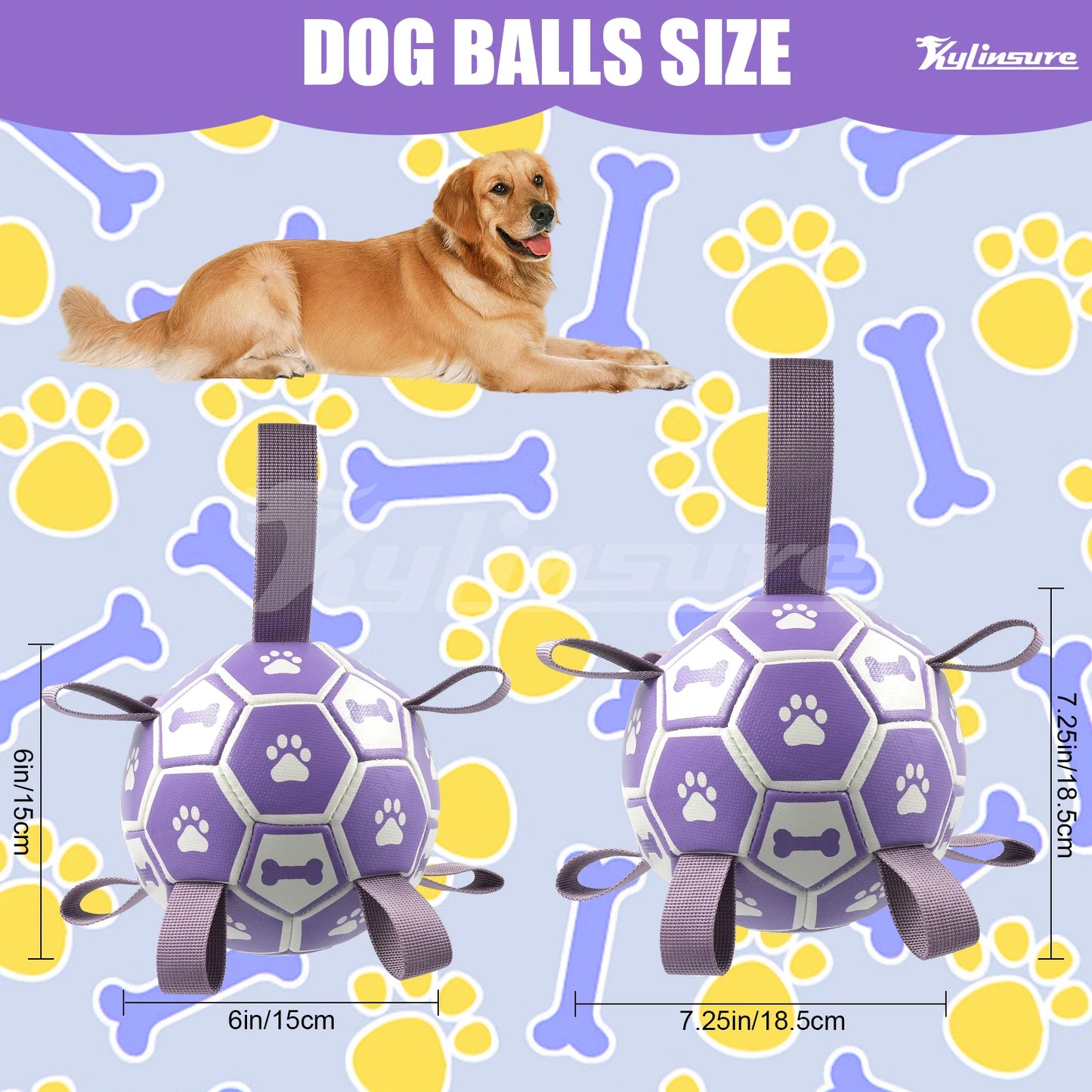 Dog Toys Soccer Ball with Straps, Interactive Dog Toys for Tug of War, Puppy Birthday Gifts, Water Toy, Durable Dogs Balls World