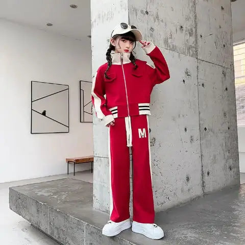 Sweatshirt Set Coat Pants Sports Baseball Children's Clothes 2025 Girl Autumn Winter Elementary Student Outfit