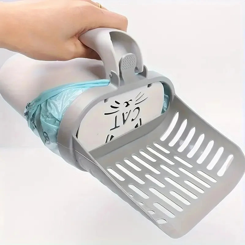 Portable Cat Litter Scoop Kit with Waste Bags Removable Scooper for All Cats, Durable & Reusable for Home & Travel