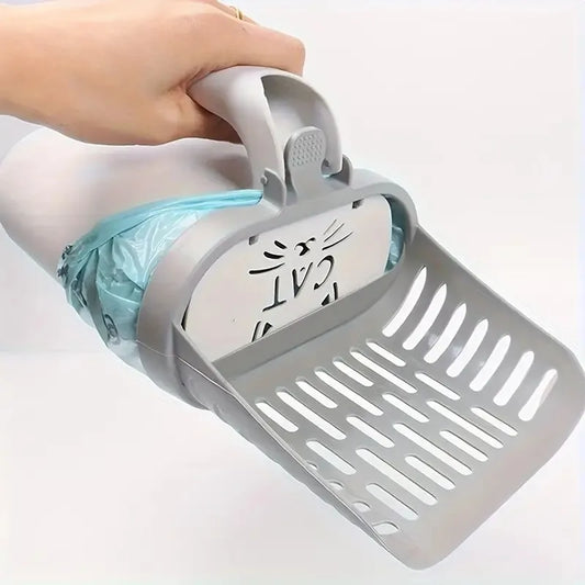 Portable Cat Litter Scoop Kit with Waste Bags Removable Scooper for All Cats, Durable & Reusable for Home & Travel