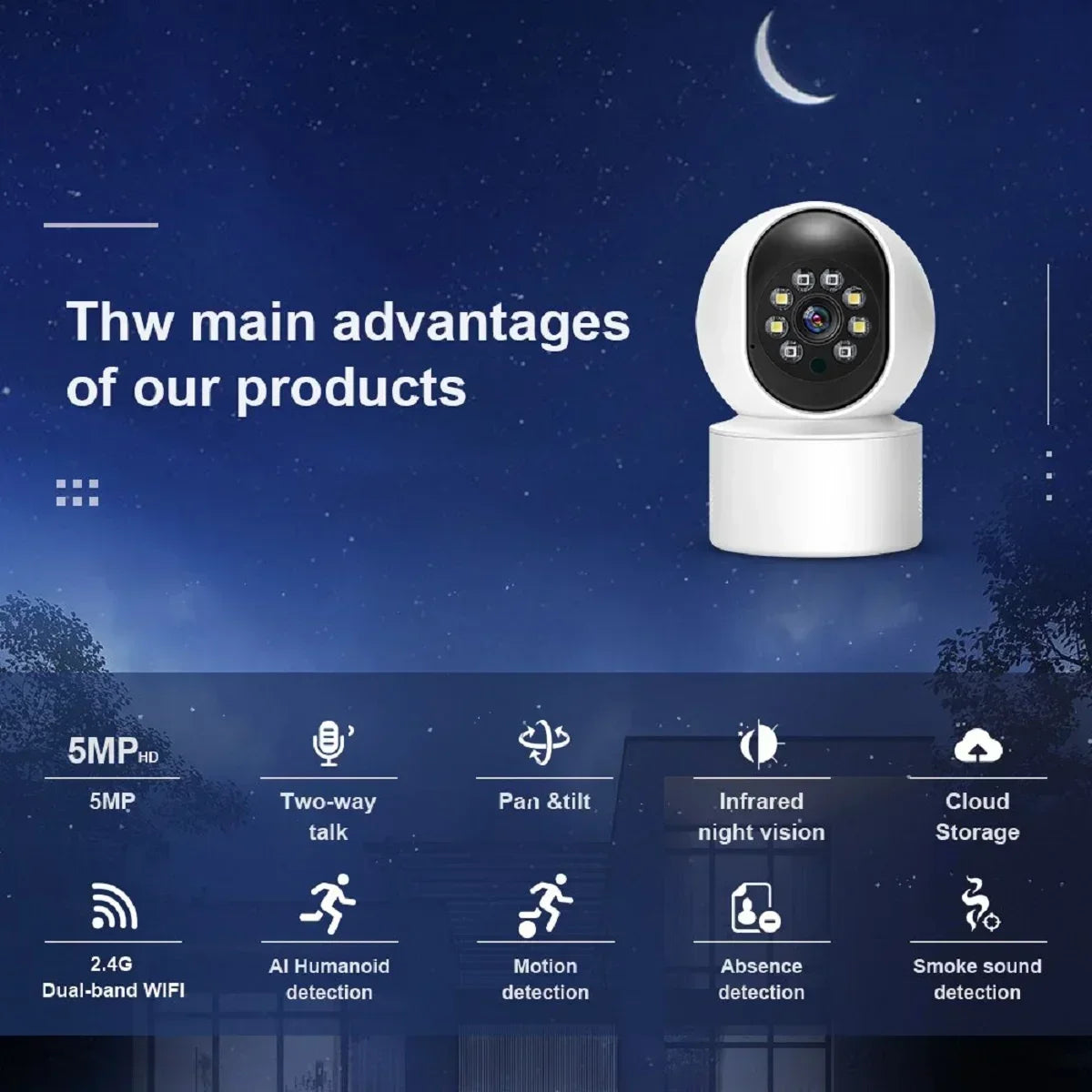 4K Smart WiFi IP Camera Indoor Wireless Security Baby Monitor Supports Two-way Audio Color Night Vision Home Surveillance Camera