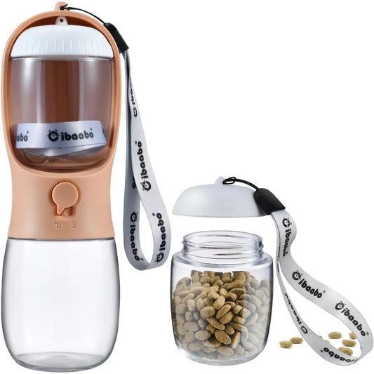 Dog Water Bottle with Food Container Travel Puppy Water Bowl Portable Pet Dispenser Dog Stuff Accessories Items Puppy Essential