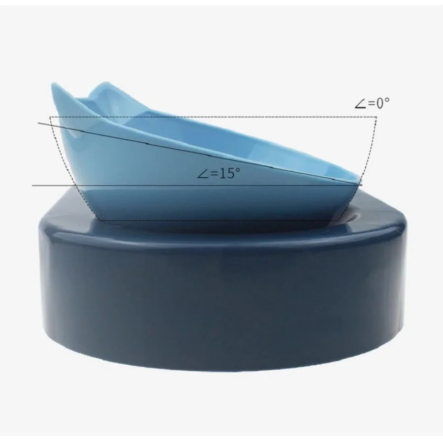 Portable Pet Bowl and Automatic Water Feeder Set 2 in 1 Food Bowl Dish with Water Dispenser Bottle Tilted