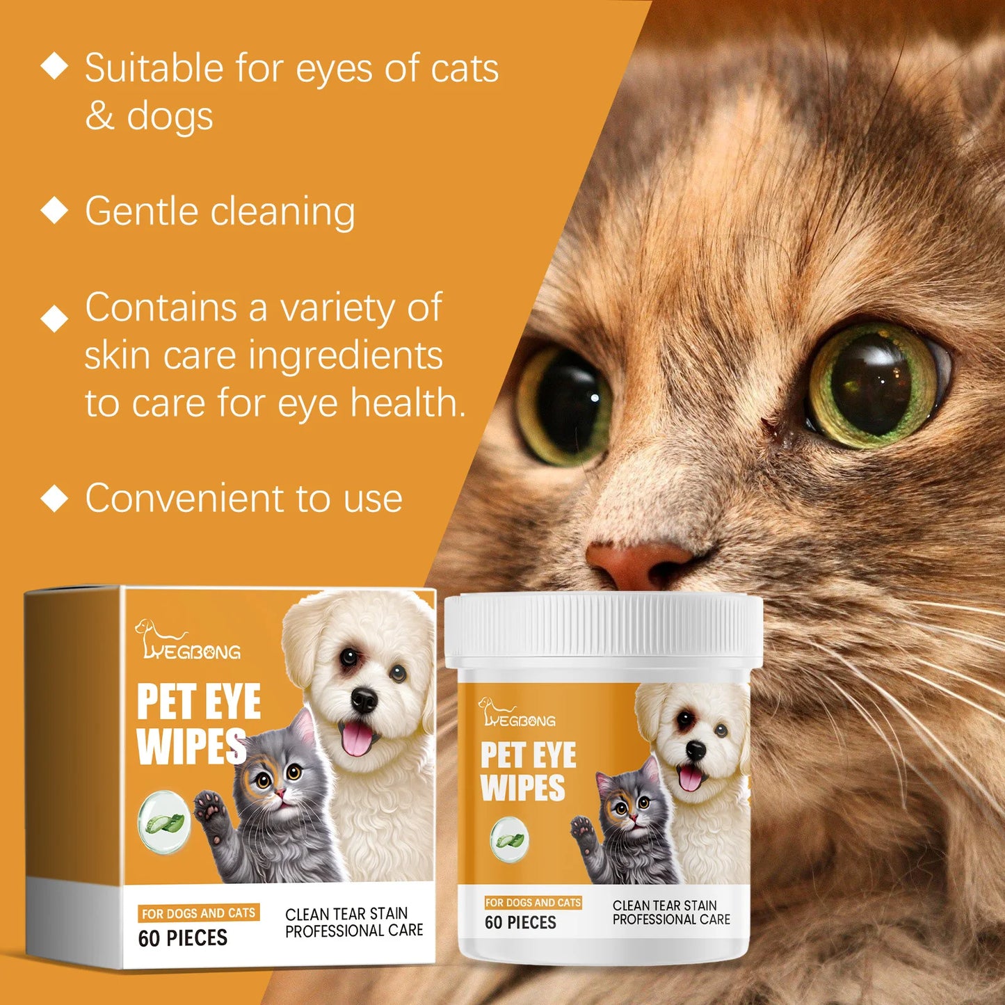 1-4PCS Pet Eye Wipes for Dogs and Cats Removes Tear Stains Gentle Eye Cleaning Wipes Safe for Sensitive Pet Eyes Daily Care