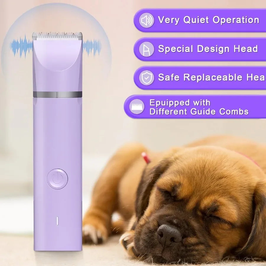 Electric Rechargeable Dog Grooming Clippers Kit for Pets 4 in 1 Multifunctional Cordless Quiet Trimmer with Low Noise Shaver Ra