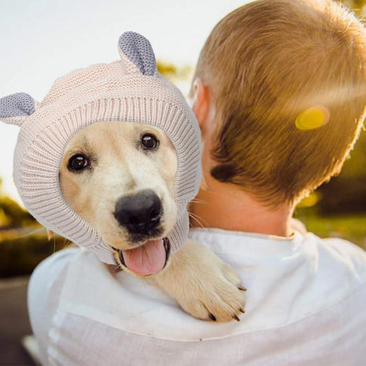 Knitted Hat Noise Protection Pet Ear Muffs Cover Winter Washable Dog Ear Protection Warmer For Medium Large Dogs Cats Pets Face