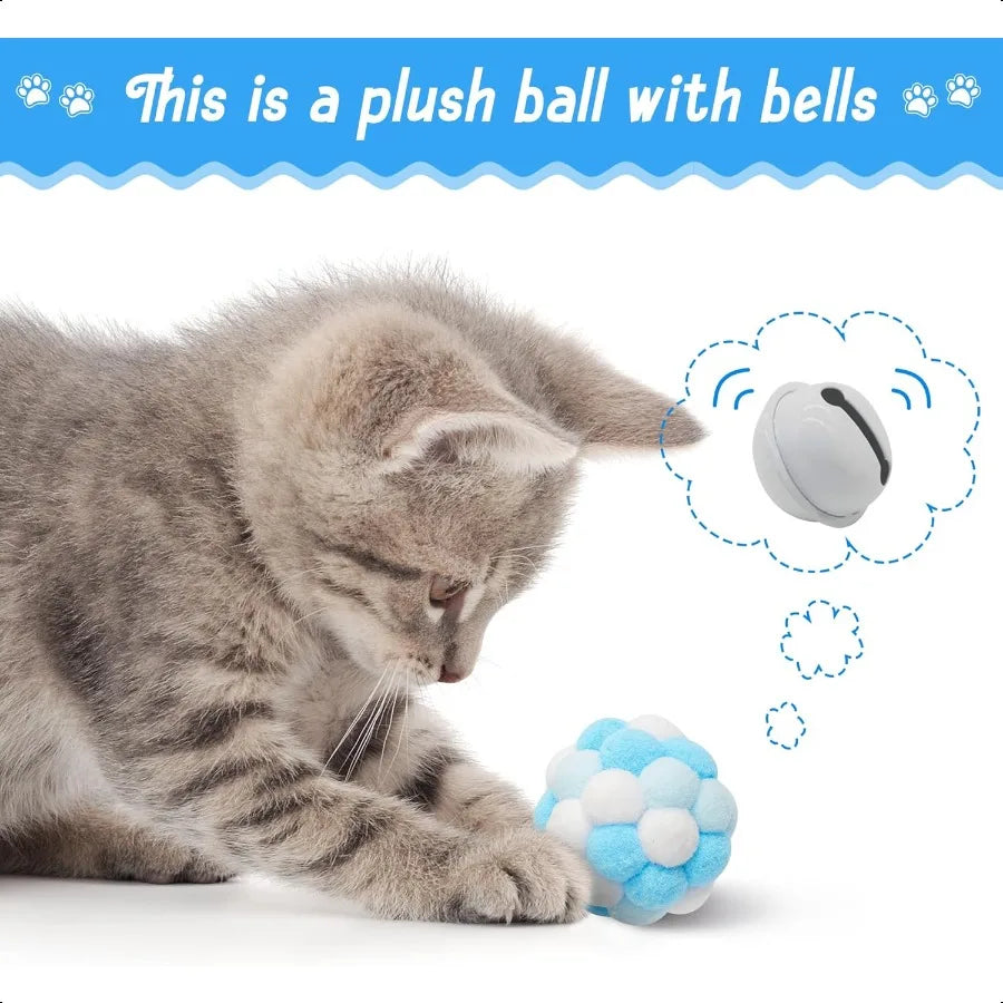 10Pcs Cat Toy Set Including Cat Springs Feather Teaser Wand Mice Crinkle Balls and Pet Bell Balls Puzzle Interactive Pet Gift P