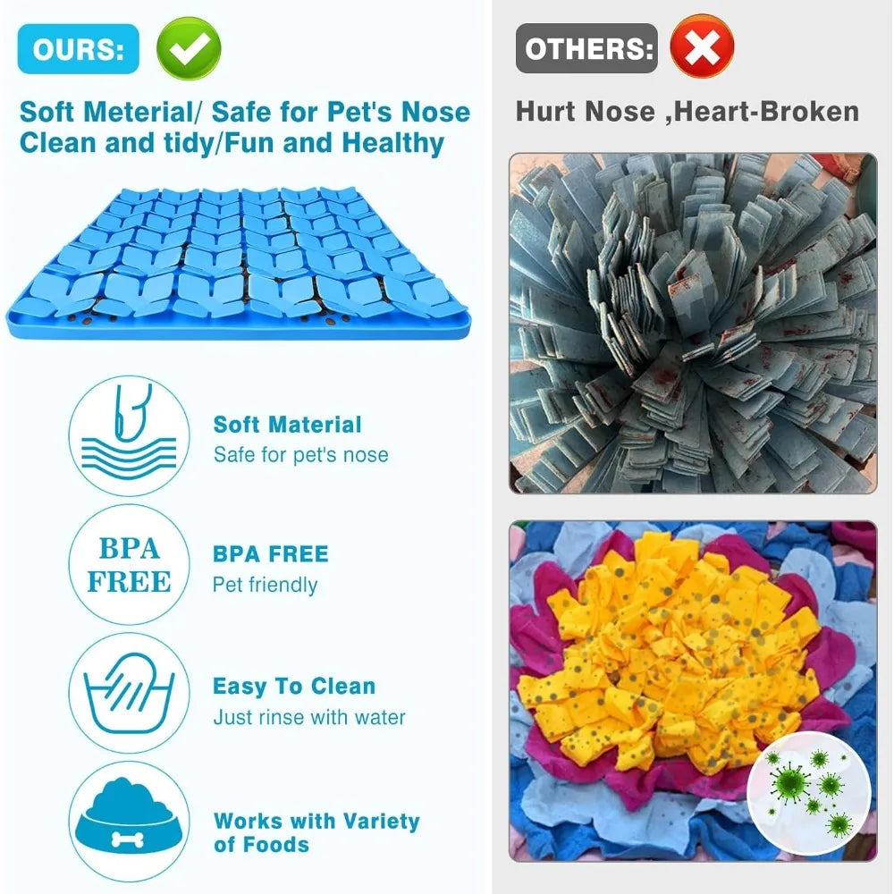 Snuffle Mat for Dogs,Premium Silicone Dog Food Mat 16“x16”Interactive Feed Game for Boredom,Encourages Natural Foraging Skills a