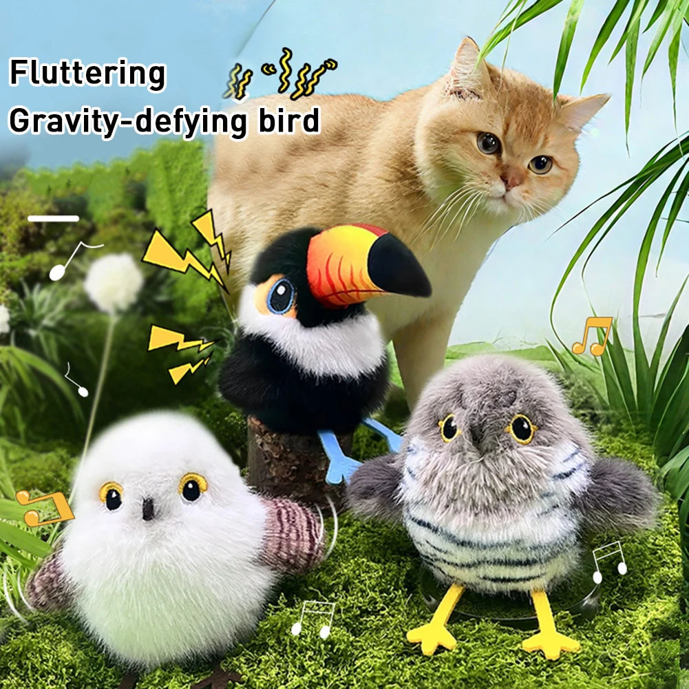 Flapping Bird Activated Kitten Toy Interactive Cat Exercise Toys Active Moving Pet Plush Toy for Kitten Or Small Dogs