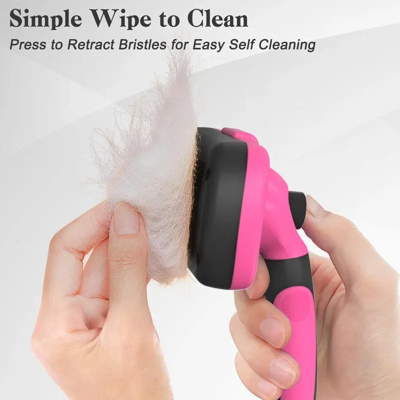 Self Cleaning Slicker Brush for Dogs & Cats Skin Friendly Grooming Deshedding, Hair Removal for Puppies & Long/Short Haired Pets