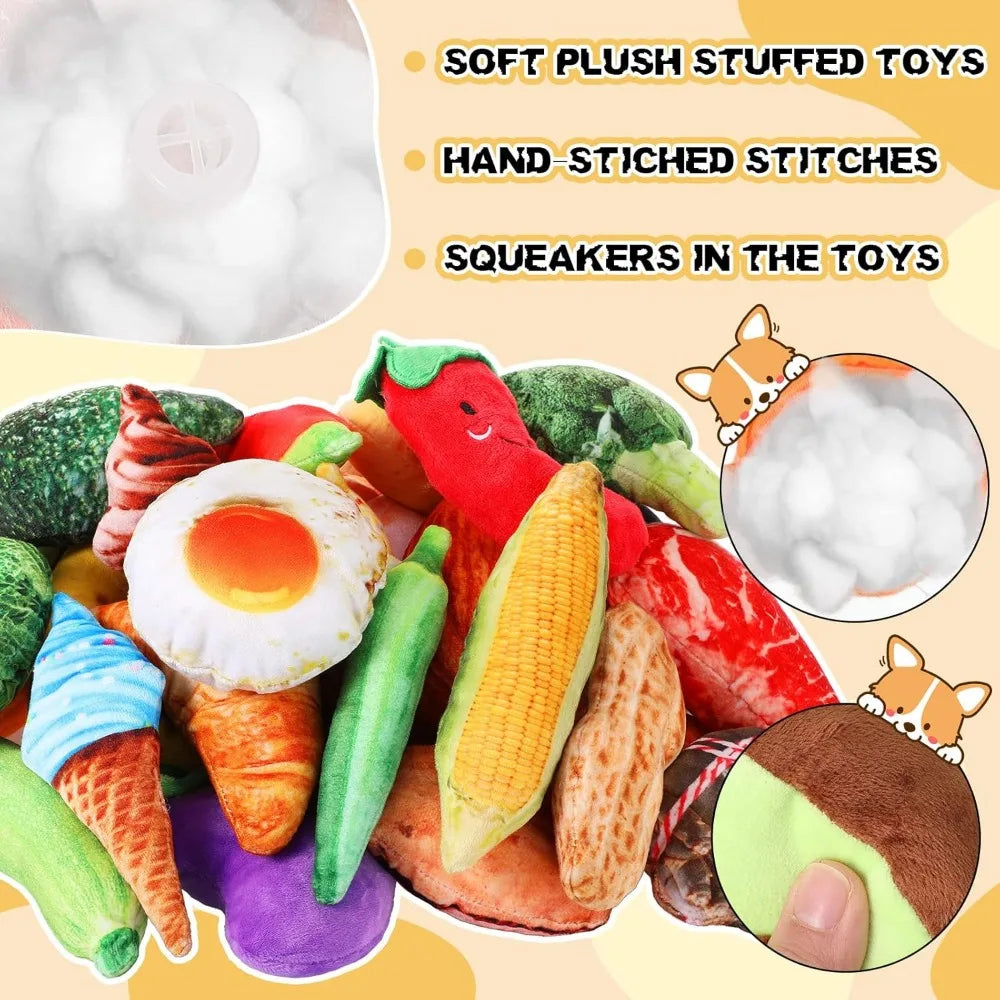80 Pcs Dog Squeaky Toys Bulk for Small Puppy Dog Stuffed Plush Chew Toys Small Medium Dogs PET Toys with Squeakers for P
