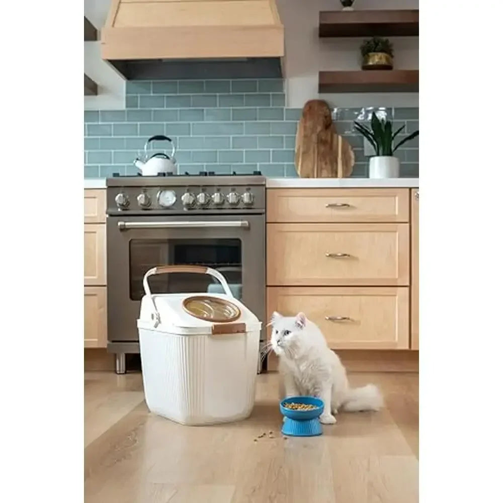 Eco-Friendly Airtight Pet Food Storage Container 25lb Capacity Lightweight Durable Design Convenient Scoop Opening Bird Seed